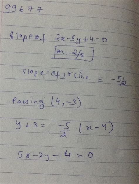 The Equation Of The Line Passing Through And Perpendicular To