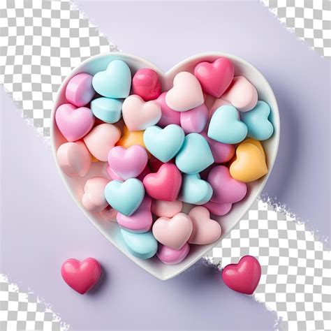 Bonbons En Forme De Coeur Fond Transparent Psd Premium