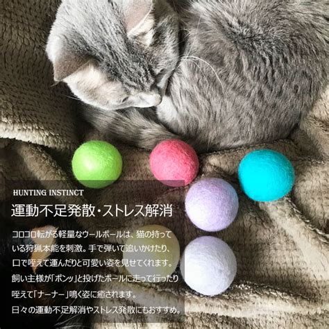 【楽天市場】猫 おもちゃ ボール もっと大きい Llサイズ 6カラーパック 45cm スモーキーパステル 猫用 フェルトボール 一人遊び