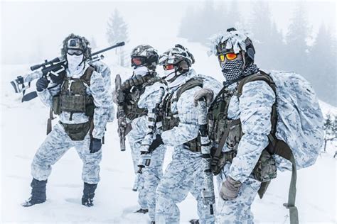 Squad of Soldiers in Winter Forest Stock Photo - Image of forces, fight: 86976354