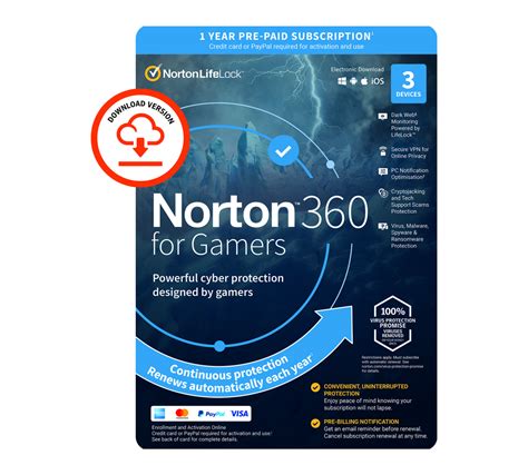 Norton 360 For Gamers 2021 3 Devices 25gb Pc Cloud Backup