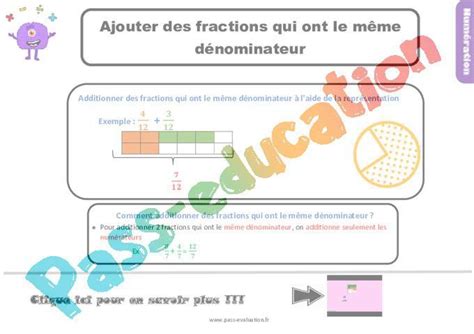 Evaluation Et Bilan Pour Le Cm Sur Ajouter Des Fractions Qui Ont Le