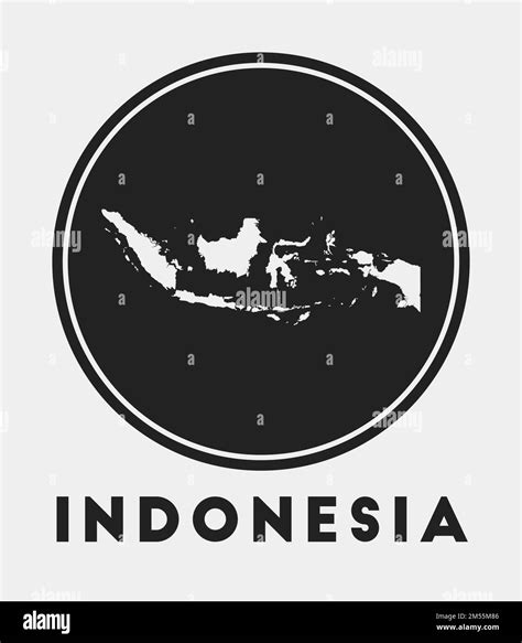 Icono De Indonesia Logotipo Redondo Con Mapa Del País Y Título