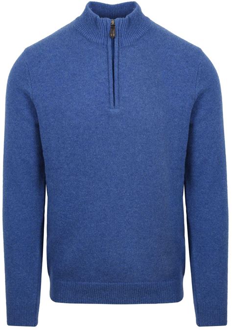 Suitable Half Zip Trui Wol Blauw LMBS Z 23 Kl 242 Mid Blue Online