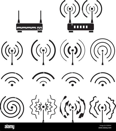 Colección de wifi y onda de señal inalámbrica Imagen Vector de stock