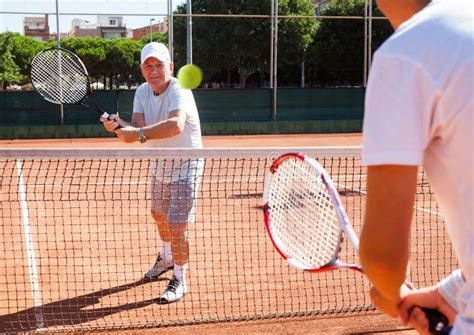 Mature Sportsman Playing At Tennis Court Stock Image Image Of Outside