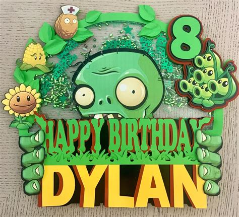 Plant Vs Zombies Cake Topper Shaker Cake Topper Plant Vs Zombies Party