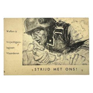 Original WWII Flemish Waffen SS Volunteer Legion Postcard