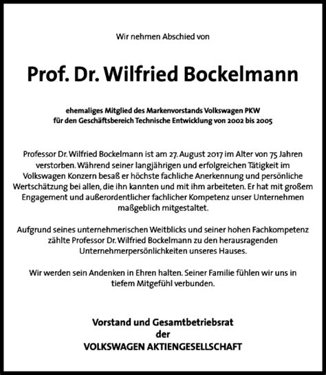 Traueranzeigen Von Nachruf Prof Dr Bockelmann Trauer Anzeigen De