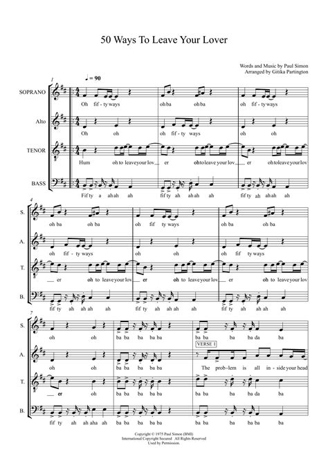 Fifty Ways To Leave Your Lover Arr Gitika Partington By Simon And Garfunkel Sheet Music For