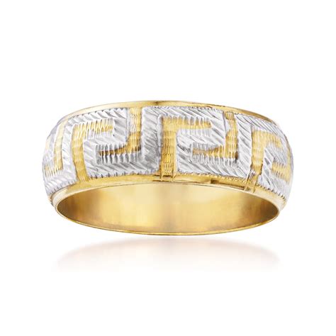 Ross Simons Ross Simons 14kt 2 Tone Gold Greek Key Ring