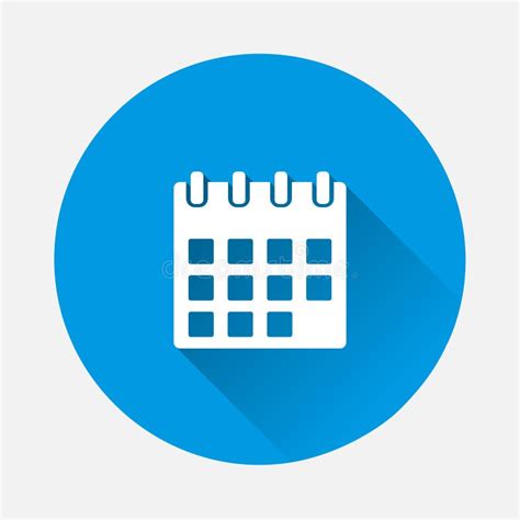 Icono De Calendario Vectorial Sobre Fondo Azul Imagen Plana Con Sombra