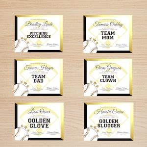 Editable Baseball Award Certificate Bundle Canva Template Team Party