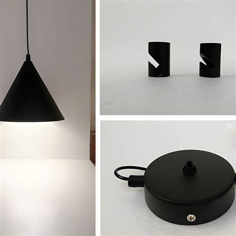 Modern Black Cone Pendant Light With Adjustable Hanging Length 220V