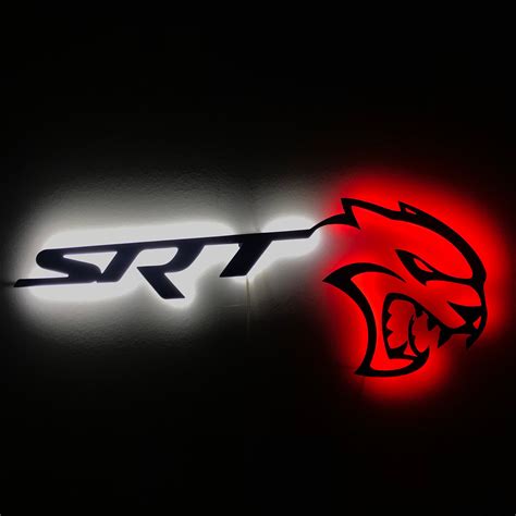 SRT Hellcat, Dodge Challenger Led Lighted Metal Sign, Car Logo, Metal ...