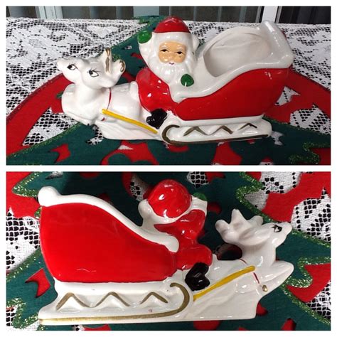 Vintage Santa Sleigh Reindeer Planter Antique Price Guide Details Page