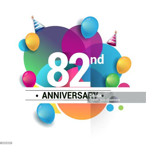 Logo Ulang Tahun Tahun Ke82 Perayaan Ulang Tahun Desain Vektor Dengan