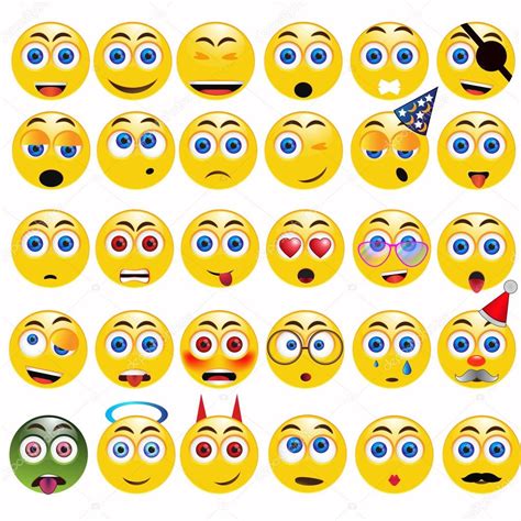 Yellow Classic Emoticons Emoji Collection Stock Vector Image By