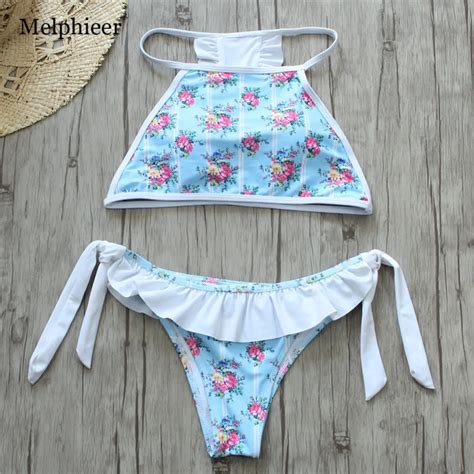 2018 Summer High Neck Tank Crop Top Bikini Set Brazilian Bikinis Cute