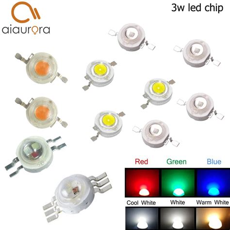 10pcs High Power 3w Led Chip 3 W Natural Cool Warm White Red Blue Green