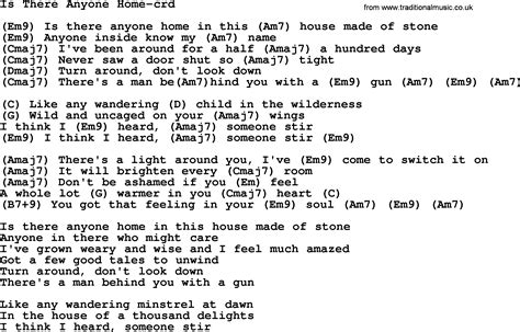 Is There Anyone Home By Gordon Lightfoot Lyrics And Chords