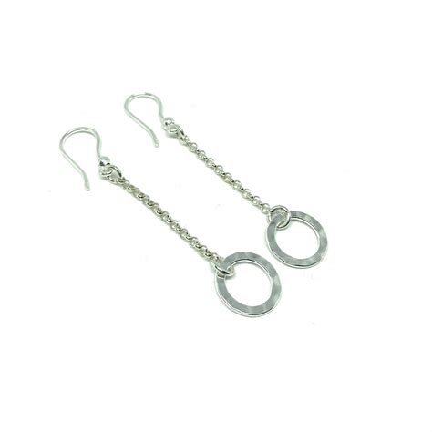 Boucles d Oreilles Cercles Martelés et chaines Argent 925 Arts à Do