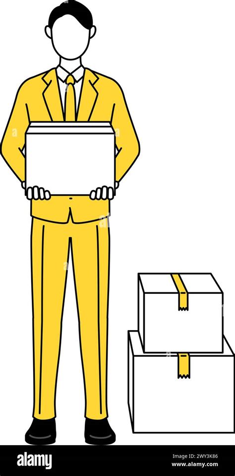 Simple Line Drawing Illustration Of A Businessman In A Suit Holding A