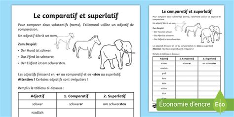 Fiche d activités Le comparatif et superlatif en allemand