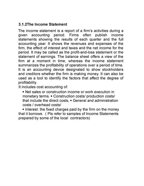 7 Income Statement Lecture Notes 3 1 Income Statement The Income Statement Is A Report Of A