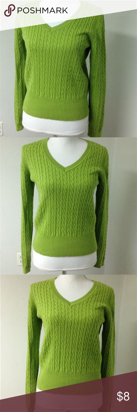 Tommy Hilfiger Cable Knit V Neck Green 💚 Sweater