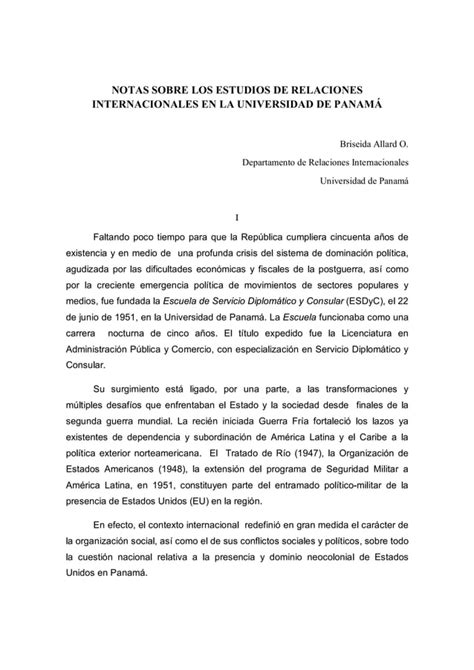 Estudios De Relaciones Internacionales En Panam Pdf