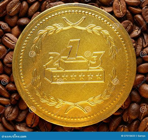 Coffee Beans with Chocolate Medal Stock Image - Image of ingredient