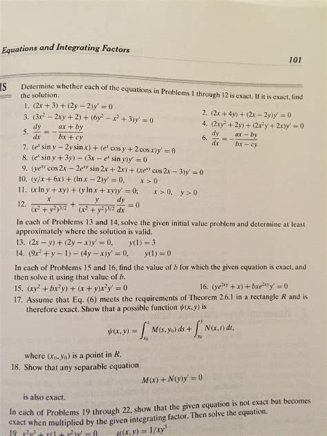 Solved Determine Whether Each Of The Equations In Problems 1