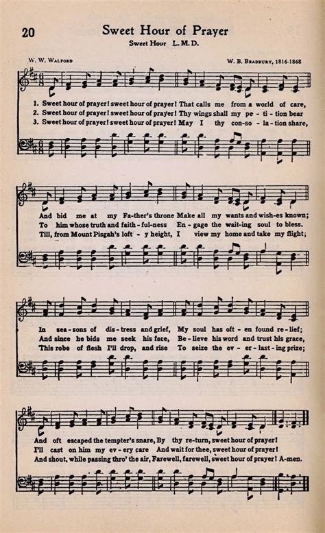 Printable Antique Hymn Page ~ Sweet Hour of Prayer | Sweet hour of ...