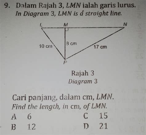 Solved Dalam Rajah Lmn Ialah Garis Lurus In Diagram Lmn Is