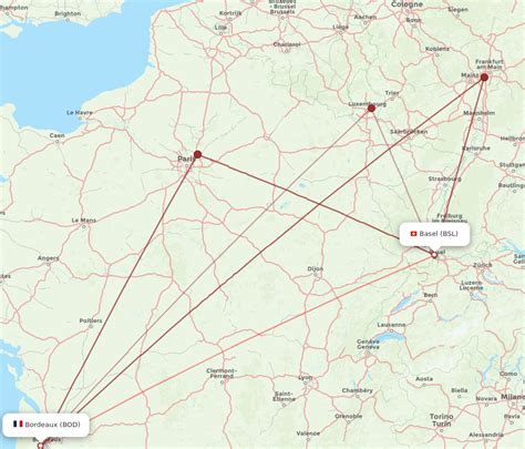 All Flight Routes From Bordeaux To Basel Switzerland Mulhouse Bod To