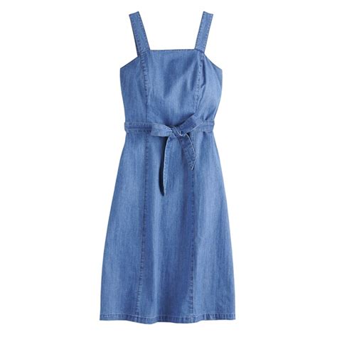 Popsugar Collection At Kohls Belted Denim Dress Cool Denim On Denim