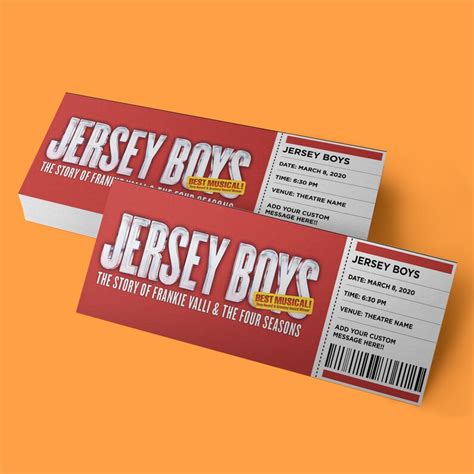 CUSTOM Tickets Jersey Boys Broadway Musical Theatre | Etsy