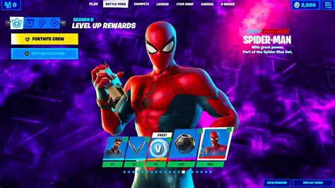 Fortnite Season 8 Battle Pass Overview Spider Man Skin Youtube