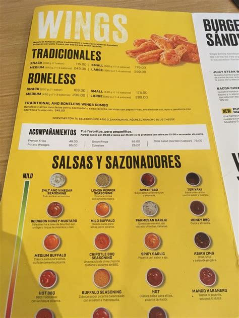 Menu At Buffalo Wild Wings Pub And Bar Tijuana Av De Los Insurgentes 18121