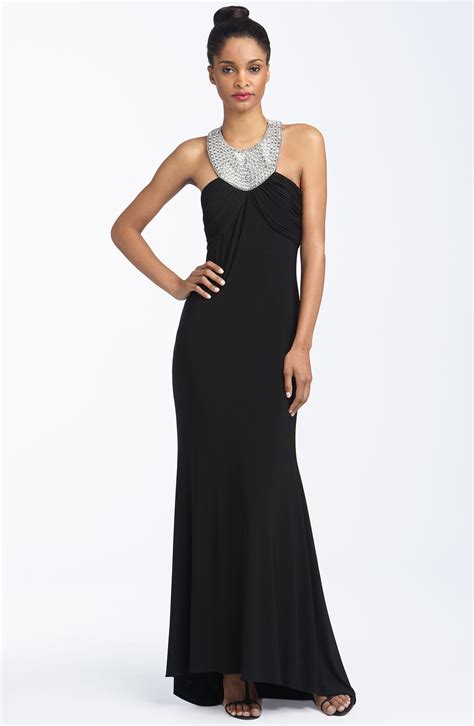 Js Boutique Beaded Jersey Halter Gown Nordstrom