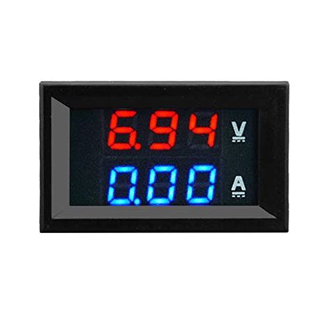 Fengzong Amperometro Digitale Voltmetro 100V 10A DC Blu Rosso Display