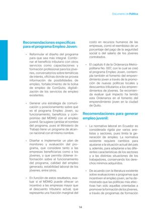 Documento De Pol Tica Incentivos Para La Generaci N De Empleo Joven