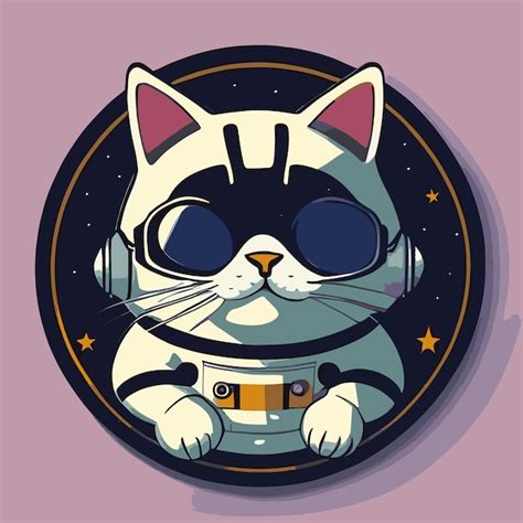 Lindo Gato Astronauta Vector Premium