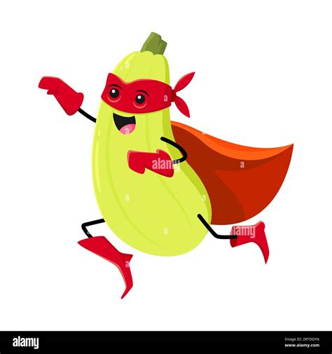 Cartoon Squash Super Hero Vegetable Character Isolated Vector Funny