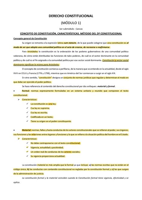 Resumen Derecho Constitucional DERECHO CONSTITUCIONAL MDULO 1 1er