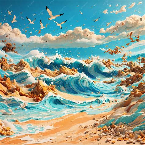 Premium Photo Acrylic Watercolor Painting Illustration Of A Sea In