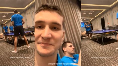 Nikola Jokic And Bogdan Bogdanovic Waiting To Play Ping Pong With Team