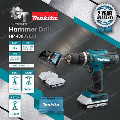 Jual Cordless Bor Beton Hammer Drill Makita Hp D Hp D Shopee