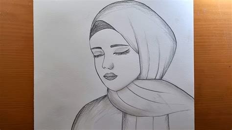 Dessin D Une Fille En Hijab Dessin Au Crayon D Une Fille En Hijab